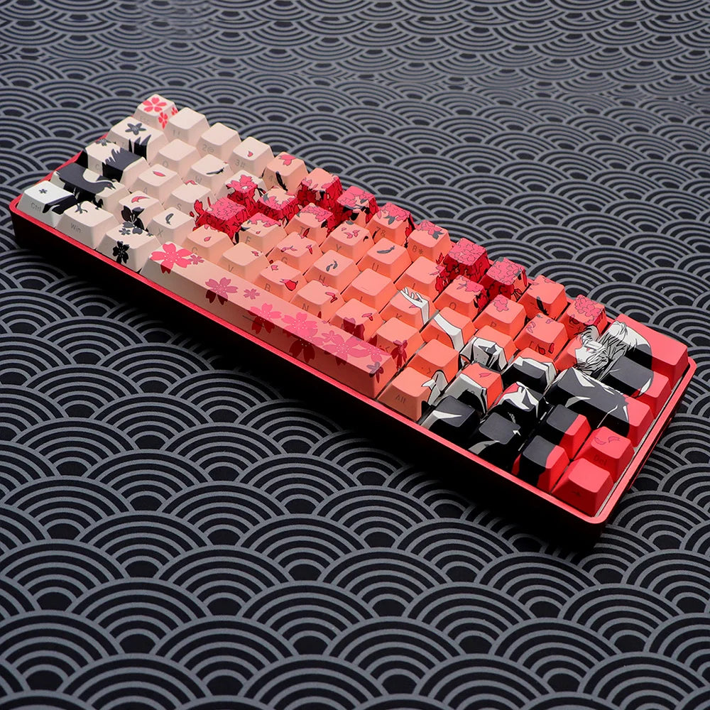 136 Key Raven Sakura PBT Double Shot Side Print Shine Backlit keycaps For MX Mechanical Keyboard 108 96 87 NJ80 84 68 64 61