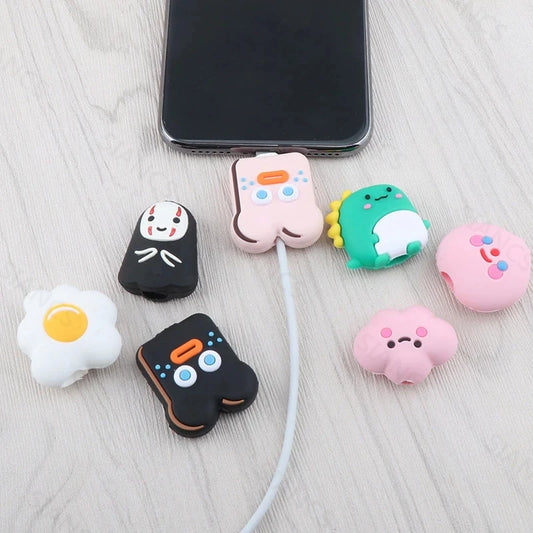 Anime Cable Protector For iPhone Cartoon Charger Protector Cable Winder Cute Organizer Data Line Protective Cover