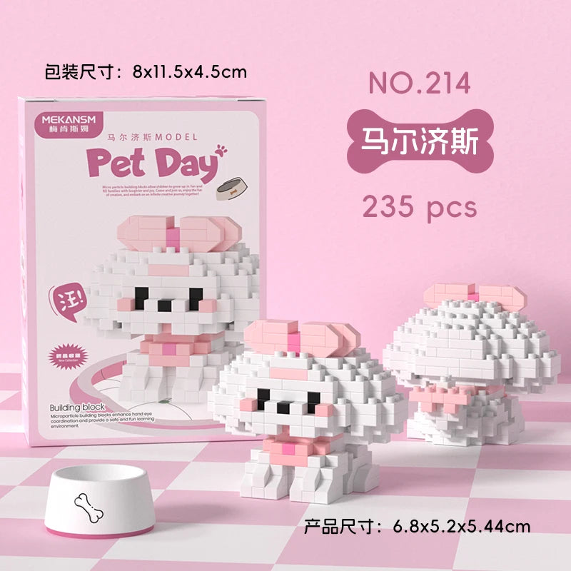 HUIQIBAO MINI Cute Pet Dog Cat Micro Building Block Model Set Kids City Cartoon Animal Diamond Bricks Educational Toys for Adult