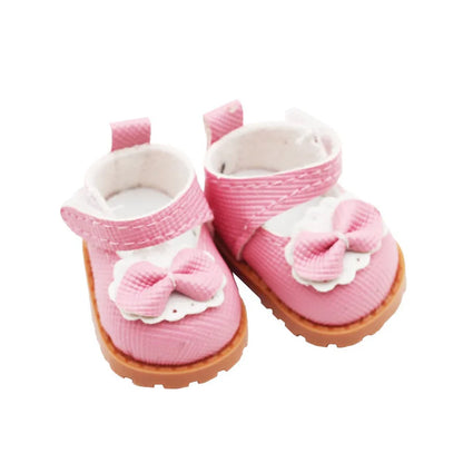 Doll Leather Shoes Labubu Bow Shoes for 17cm Labubu 10cm EXO /Cotton Doll Finger Shoes