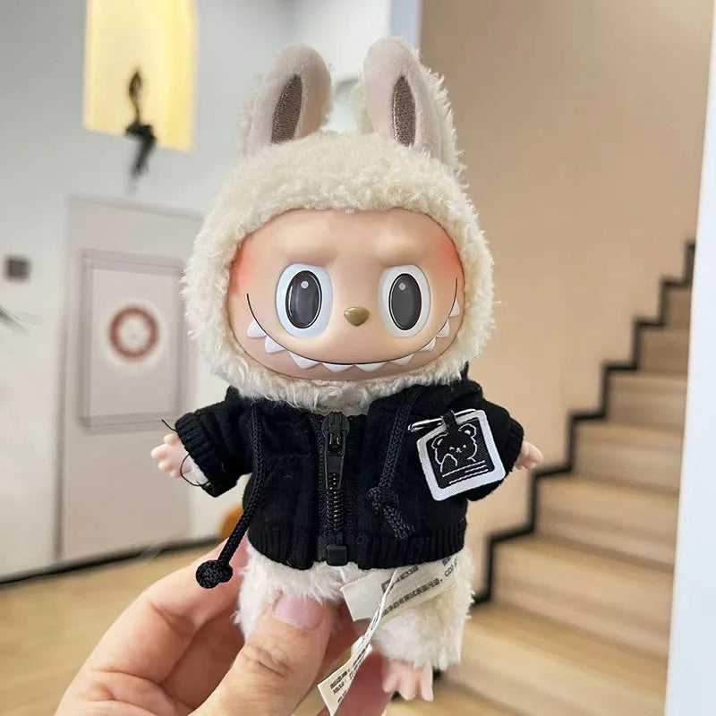 17cm Labubu Clothes Cool Mini Plush Hoodie Idol Dolls Jumpsuit Fashion Clothing for Korea Kpop Exo Fans Overalls Accessories