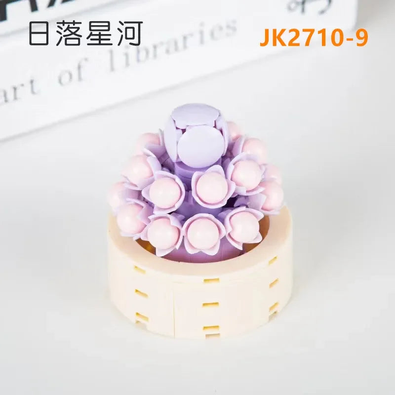 JAKI Blocks Teens Building Toys Bricks Girls Flowers Potted Plant Puzzle Home Decor Artificial Flowers Women Gift JK2710