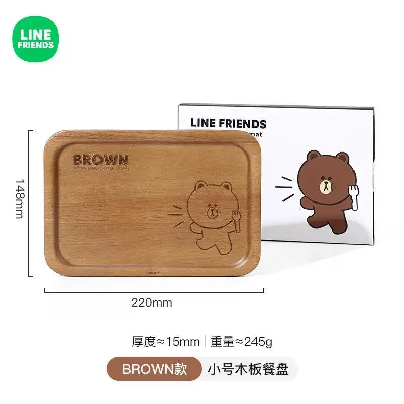 Anime Brown Bear Cartoon Wooden Dinner Plate Creative Insulated Anti-Scalding Kitchen Dishes Snacks Fruit Western Dinner Tray