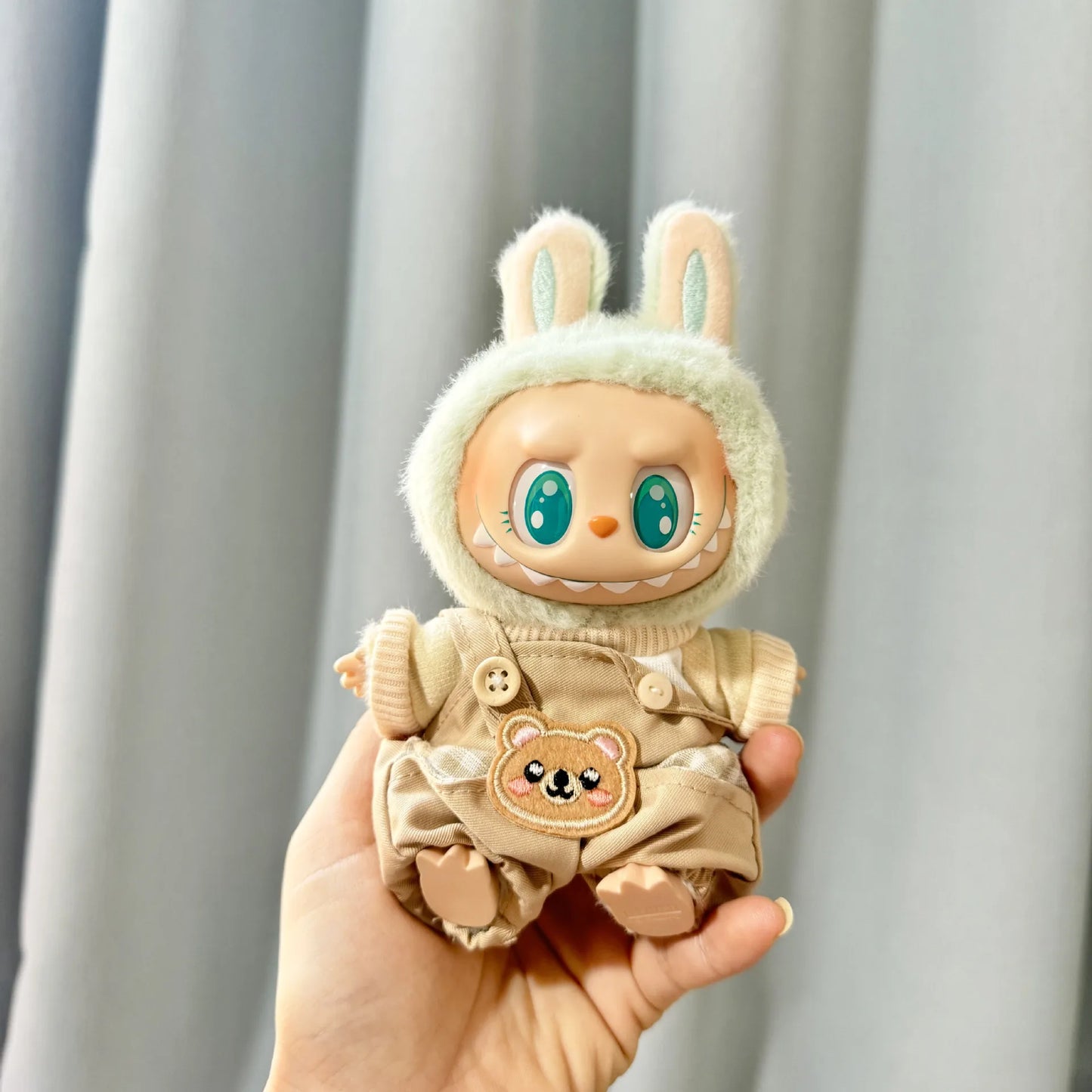 17cm Labubu I II Cute Plush Doll'S Clothes Idol Dolls Sitting Party Small Bear Bib Pants Accessories For Korea Kpop Exo No Doll