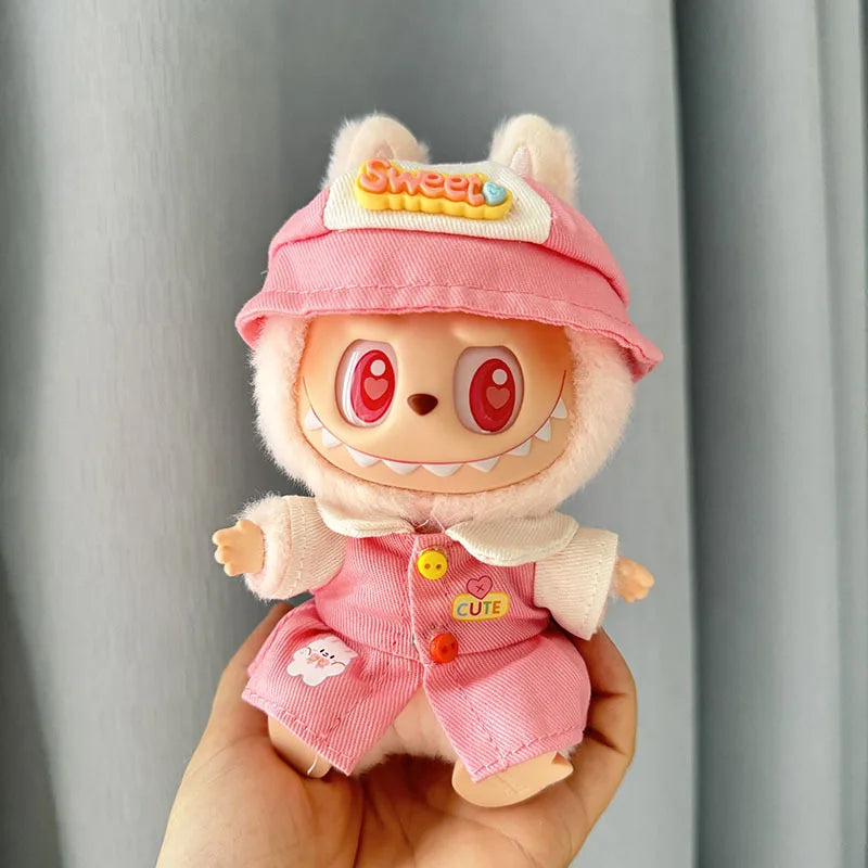 17cm Labubu II Idol Dolls Sitting Party Cute Mini Plush Doll'S Clothes Outfit Accessories For Korea Kpop Exo Clothing DIY Gift