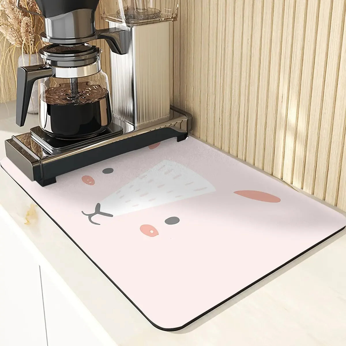 Cartoon Animal Style Coaster Absorbent Drying Mat For Kitchen Cute Face Pattern Silicone Pad Dish Drying Mat Placemats For Table