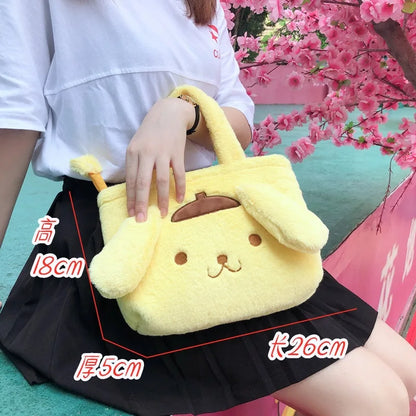 Cartoon Anime Plushie Shoulder Bag Kawaii My Melody Kittys Kuromi Cinnamoroll Soft Plush Handbag Children All-Match Tote Gifts