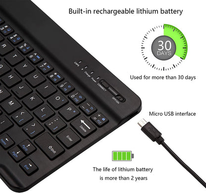 Mini Wireless Keyboard Bluetooth Keyboard Wireless Rechargeable Spanish Russian Keyboards 10 Inch For iPad IOS Android Windows