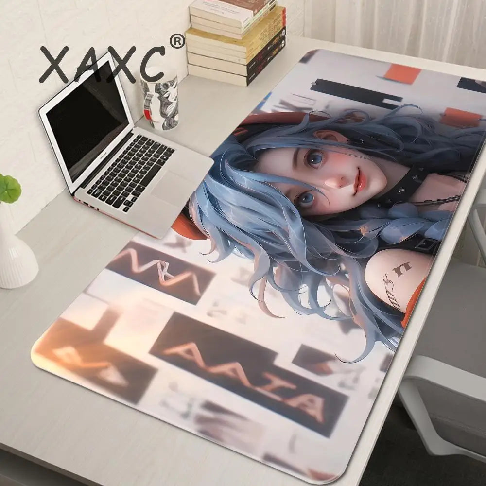 Cute Anime Girl Mouse Pad Pink Mousepad Big Kawaii Mouse Mat Computer Large Play Rubber rug Jinx Desk Mat Girls Beautiful 90x40