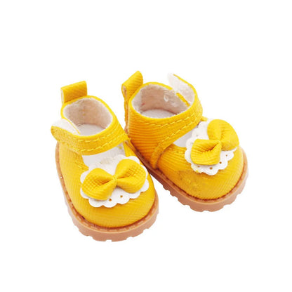 Doll Leather Shoes Labubu Bow Shoes for 17cm Labubu 10cm EXO /Cotton Doll Finger Shoes