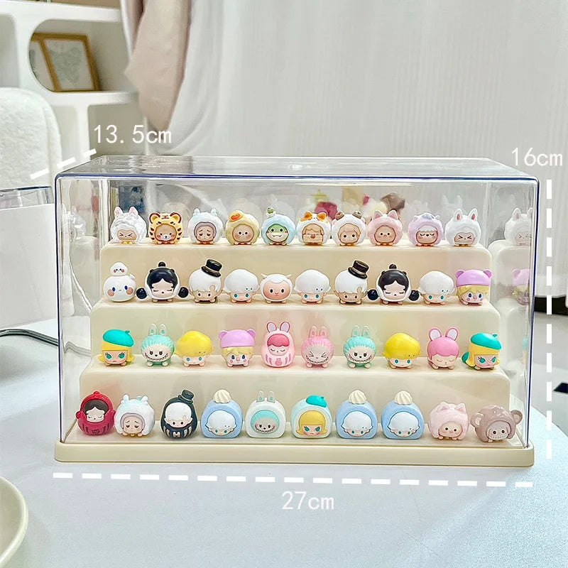 Cute Little Blind Box Storage Box Acrylic Micro Landscape Ornament Organizer Dustproof Mystery Box Showcase Mini Dolls Display