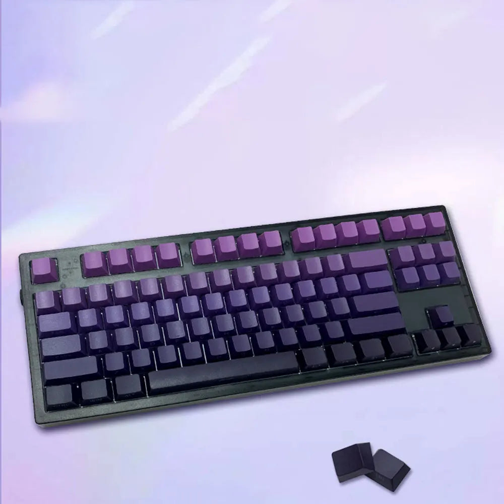 131 Keys Purple Gradient Keycaps Cherry Height PBT Thermal Sublimation DIY For 61 87 98 104 108 Keys Mechanical Keyboard