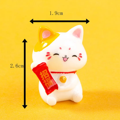 1/6Pcs Lucky Cat Micro Landscape Decoration Mini Figurines Cartoon Cats Potted Landscaping Ornaments Creative Mascot Car Decor