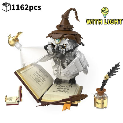 Magical World Owl Doctor Magic Book and Lights Building Blocks Bricks Animal Bird Models Boys Assembly Toys Kid Christmas Gifts