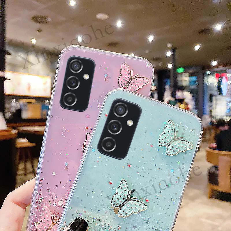 Fashion Phone Case for Samsung Galaxy A54 A34 5G A24 4G SamsungA54 Luxury Starry Sky Butterflies Transparent Soft Back Cover