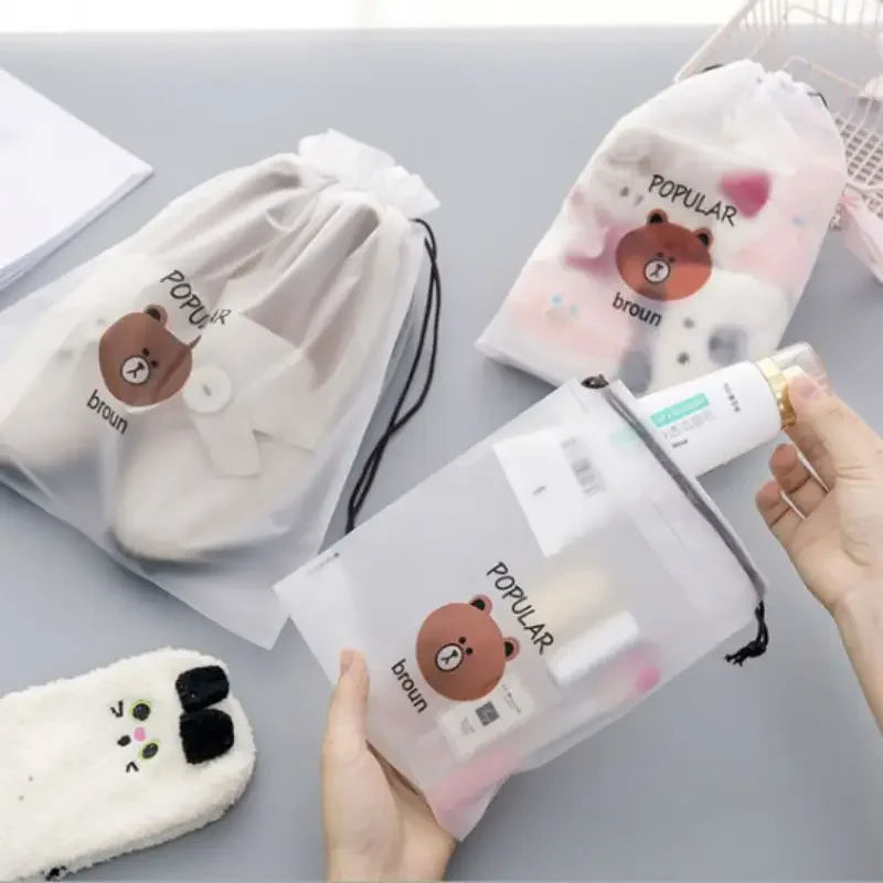 Cartoon Bear Transparent Travel Cosmetic Bag Make Up Case Women Waterproof Makeup Beauty Wash Organizer Toiletry Storage Kit Bag