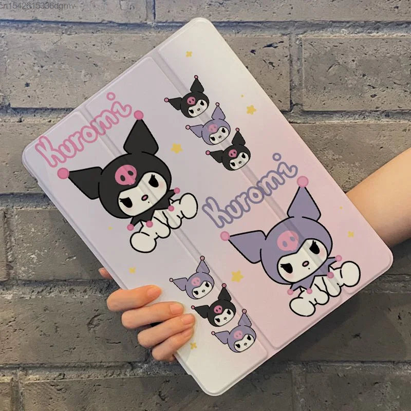 Sanrio Hello Kitty Kuromi IPad Protective Case Kawaii Pink Ipad Air5 4 Flat Shell Pro11 Cute Mini6 9th 10th Generation Cover Y2k