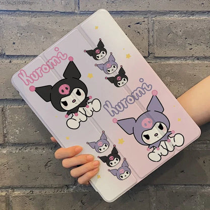 Sanrio Hello Kitty Kuromi IPad Protective Case Kawaii Pink Ipad Air5 4 Flat Shell Pro11 Cute Mini6 9th 10th Generation Cover Y2k