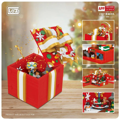 LOZ Christmas Building Block Toy Gift Box Navida Mini Blocks New Year Assembled Christmas Puzzle Assembly Model Decoration 1937