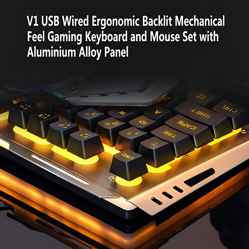 V1 USB Wired Mechanical Gaming Keyboard And Mouse Combo Ergonomic Keyboards Plating Mouse For PC/Laptop/Computer/Gaming