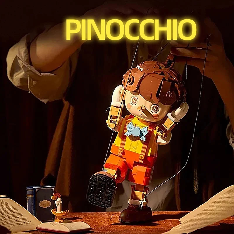 Pinocchio Building Blocks Classic Fairy Tale Long Nose Doll Puppet Model Bricks Desktop Deco Kids Educational DIY Toys Gifts