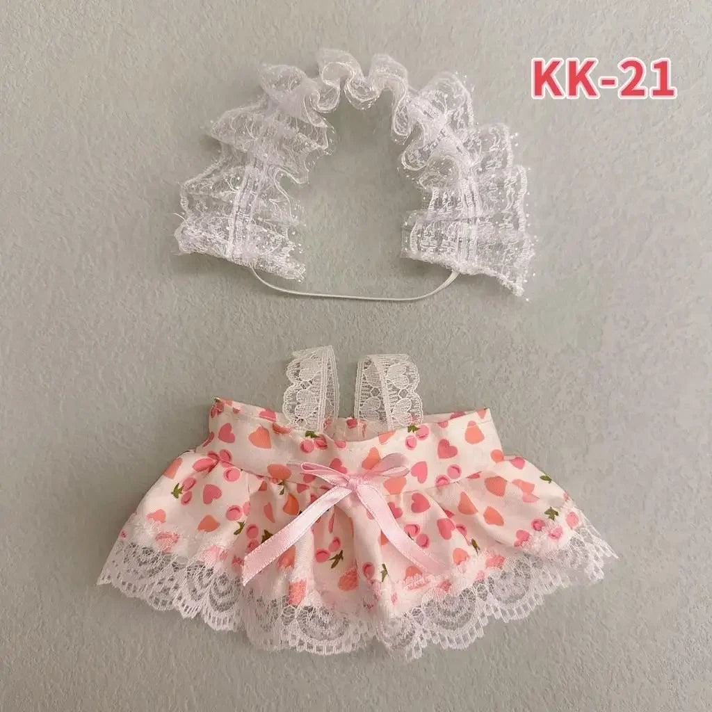 20cm doll replacememt clothes for 17cm Labubu outfit cotton doll cute and sweet Lolita dress  small skirt