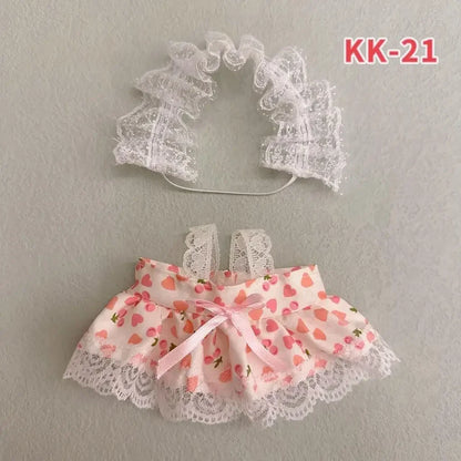 20cm doll replacememt clothes for 17cm Labubu outfit cotton doll cute and sweet Lolita dress  small skirt