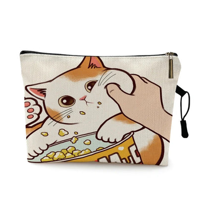 Mvensh Cute Kissing Cat Makeup Bag With Printing Pattern Cute Organizer Bag Pouchs For Travel Bags Pouch Women's Cosmetic Bag