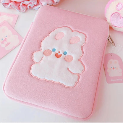 Cartoon Cute Bear Leather Laptop Bag Sleeve for Macbook Air 11 13 Inch Pro 14 15.6 M1 M2 Mac Book IPad Case Cover Accessories