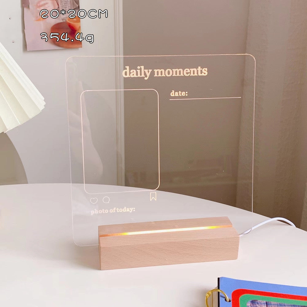 Desktop Transparent Luminous Note Board Acrylic Message Board