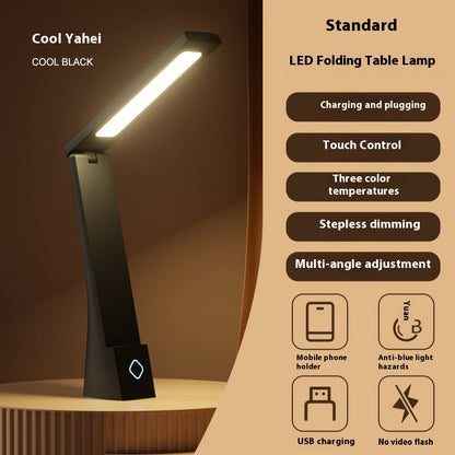 LED Eye Protection Desk Lamp Dual-purpose Children's Reading And Writing Desk Charging Plug-in Dual-purpose Folding Eye Protection Learning Desk Lamp